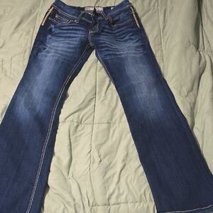 BKE Dark Blue Flare Jeans with Contrast Stitching 28x31 1/2